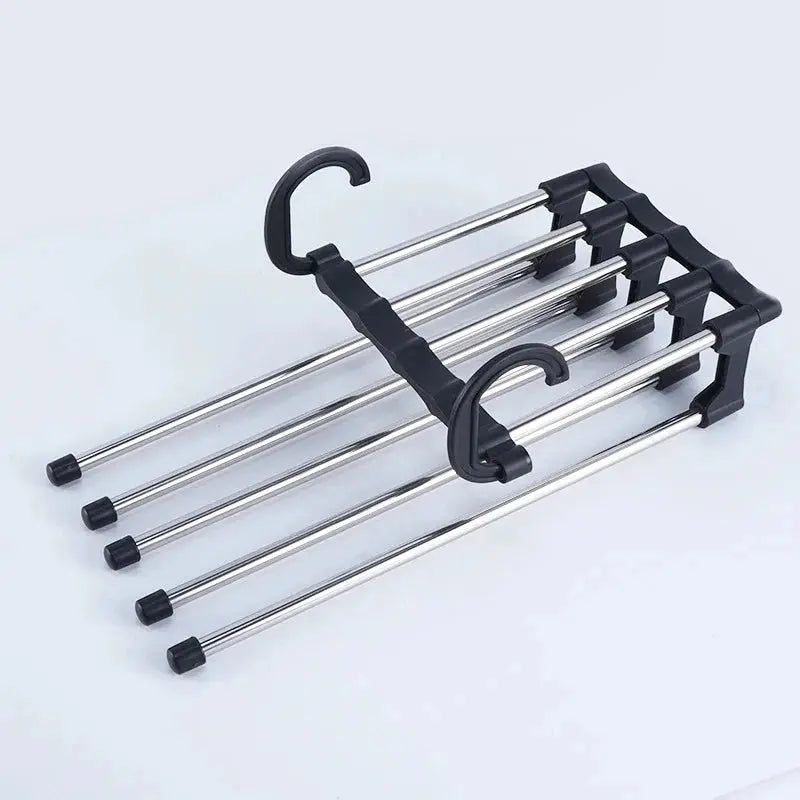 Multi-bar pants hanger showing sliding bars for easy access