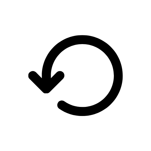 Pictogram van een teruglopende pijl — geeft retourbeleid of geld-terug-garantie aan