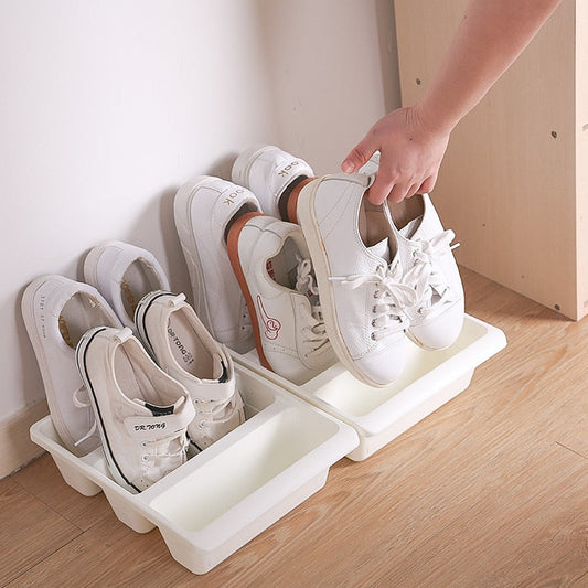 Shoe storage rack with grooved design for stabilit