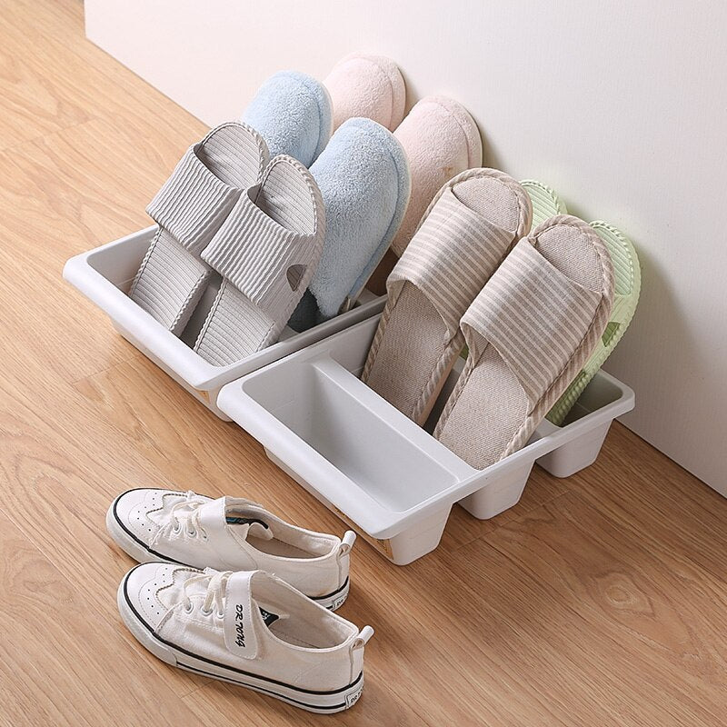 Shoe storage rack with grooved design for stabilit