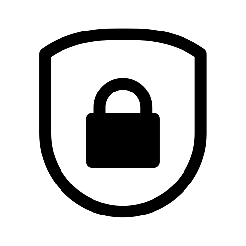 Pictogram van een slot in een schild — staat voor veilige betaling of gegevensbescherming.