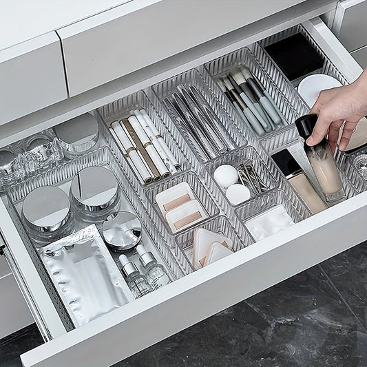 Clear makeup organizer with multiple drawers