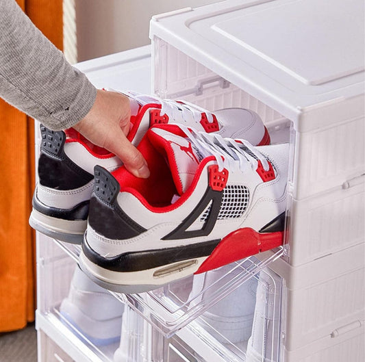 Foldable plastic drawer organizer with wheels and multi-tier storage design