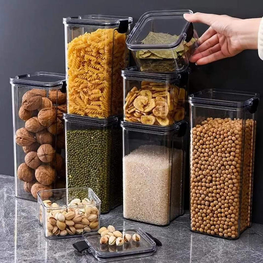 Airtight acrylic food storage container set with multiple sizes