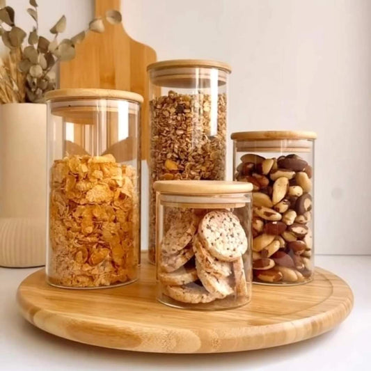 Bamboo rotating spice rack with 360-degree design