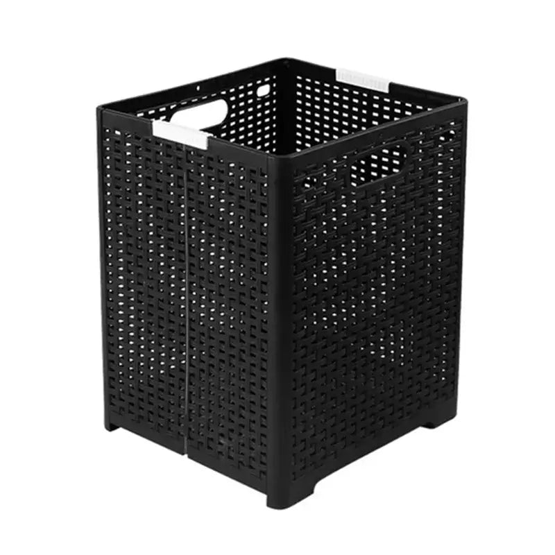 Collapsible plastic laundry basket with mesh design