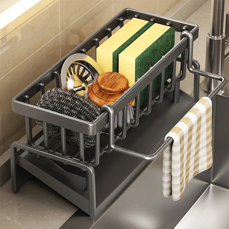 Dish drying rack with cutlery holder and drip tray