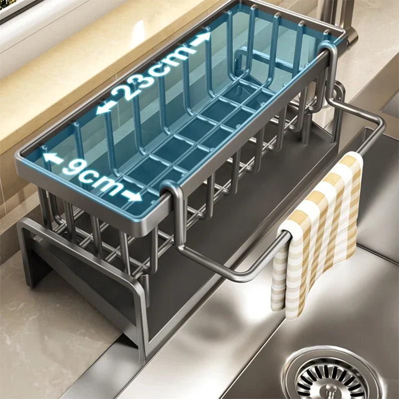 Dish drying rack with cutlery holder and drip tray