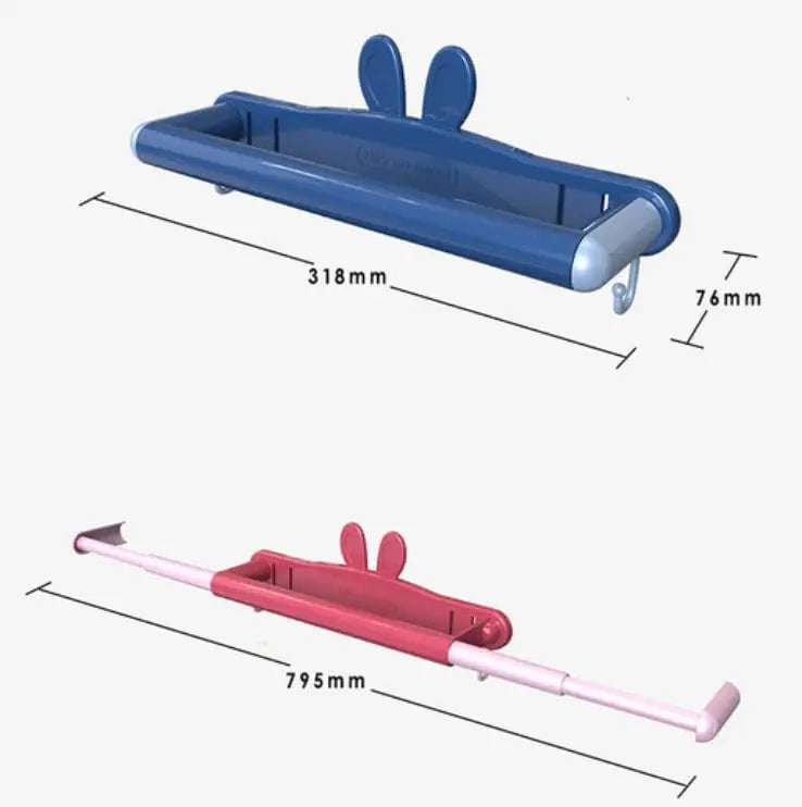 Wall-mounted metal shoe rack holding multiple pairs of shoes in a hallway