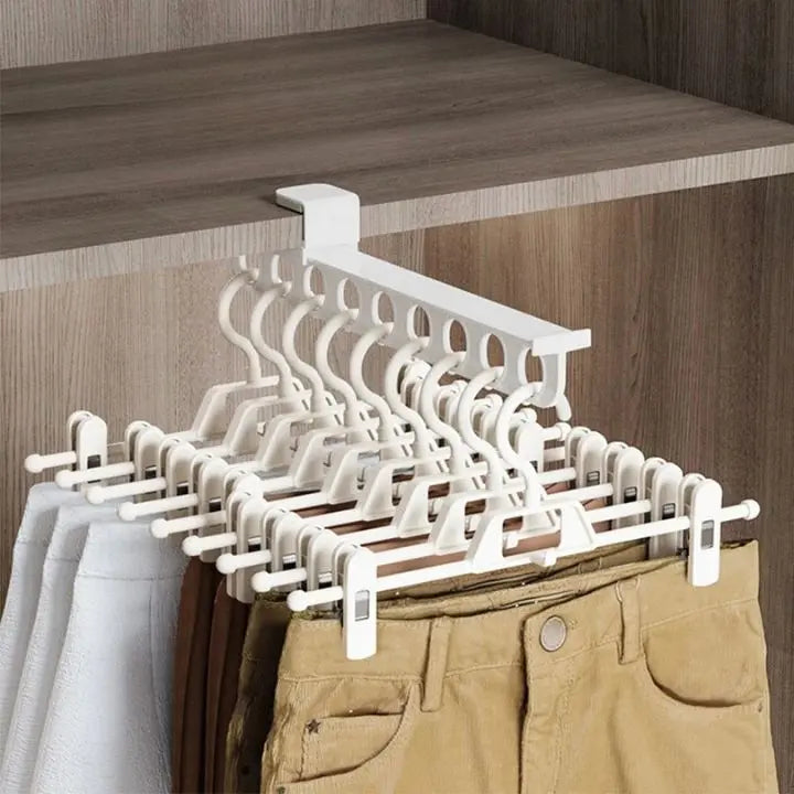 Space saving trouser holder mounted inside wardrobe