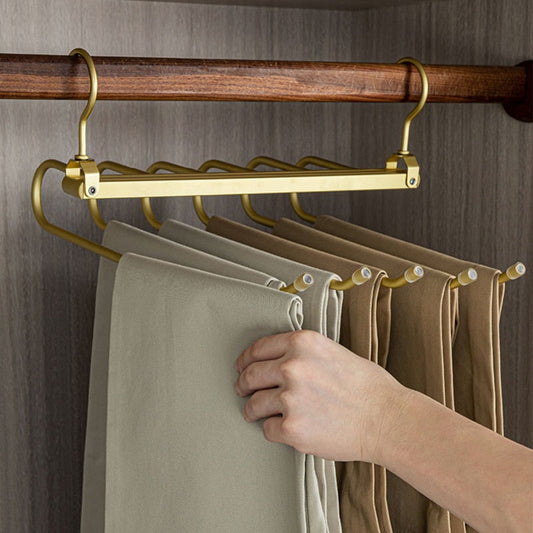 Aluminium space saving trouser hanger with multiple rotating arms