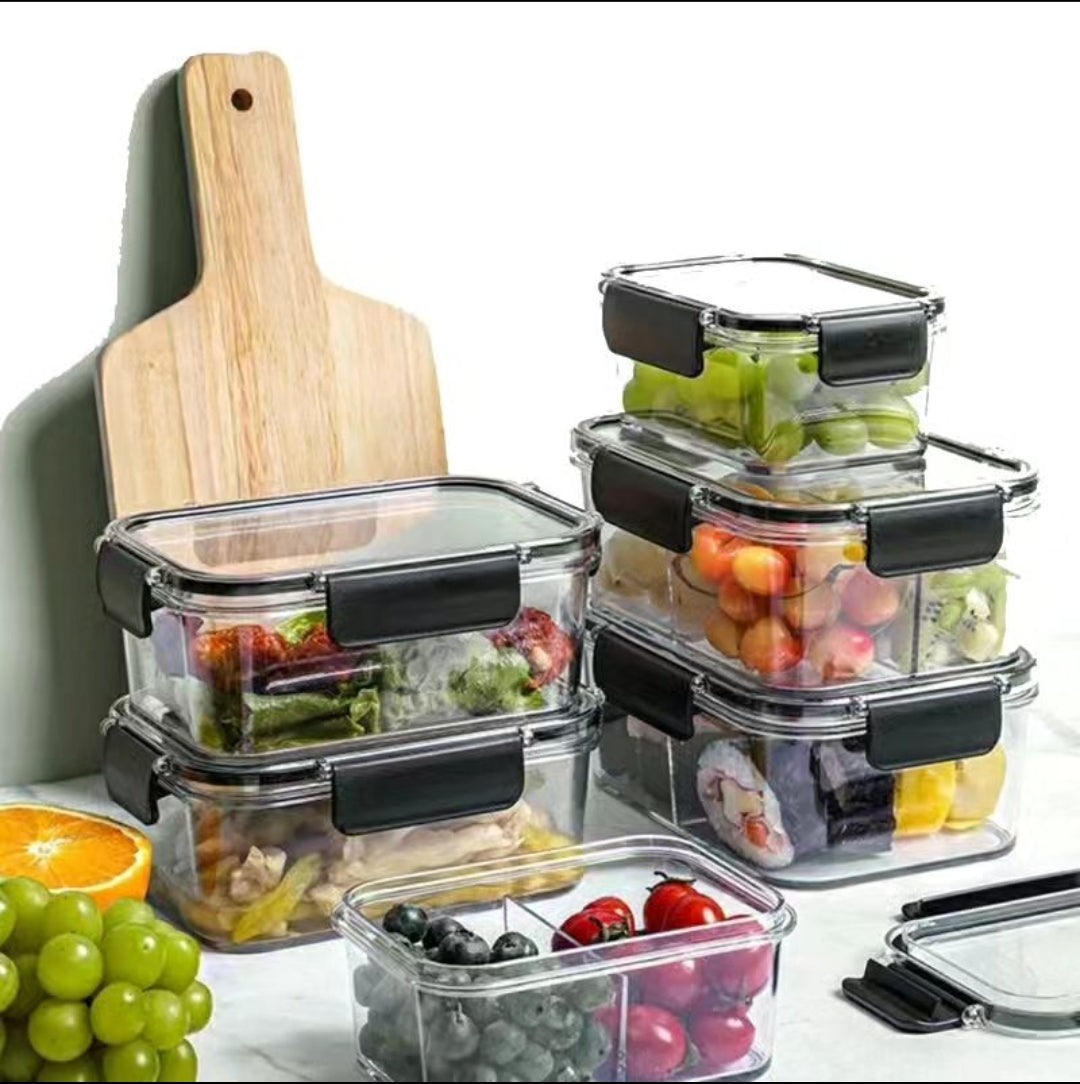 Transparent acrylic food containers for fruit and vegetable storage