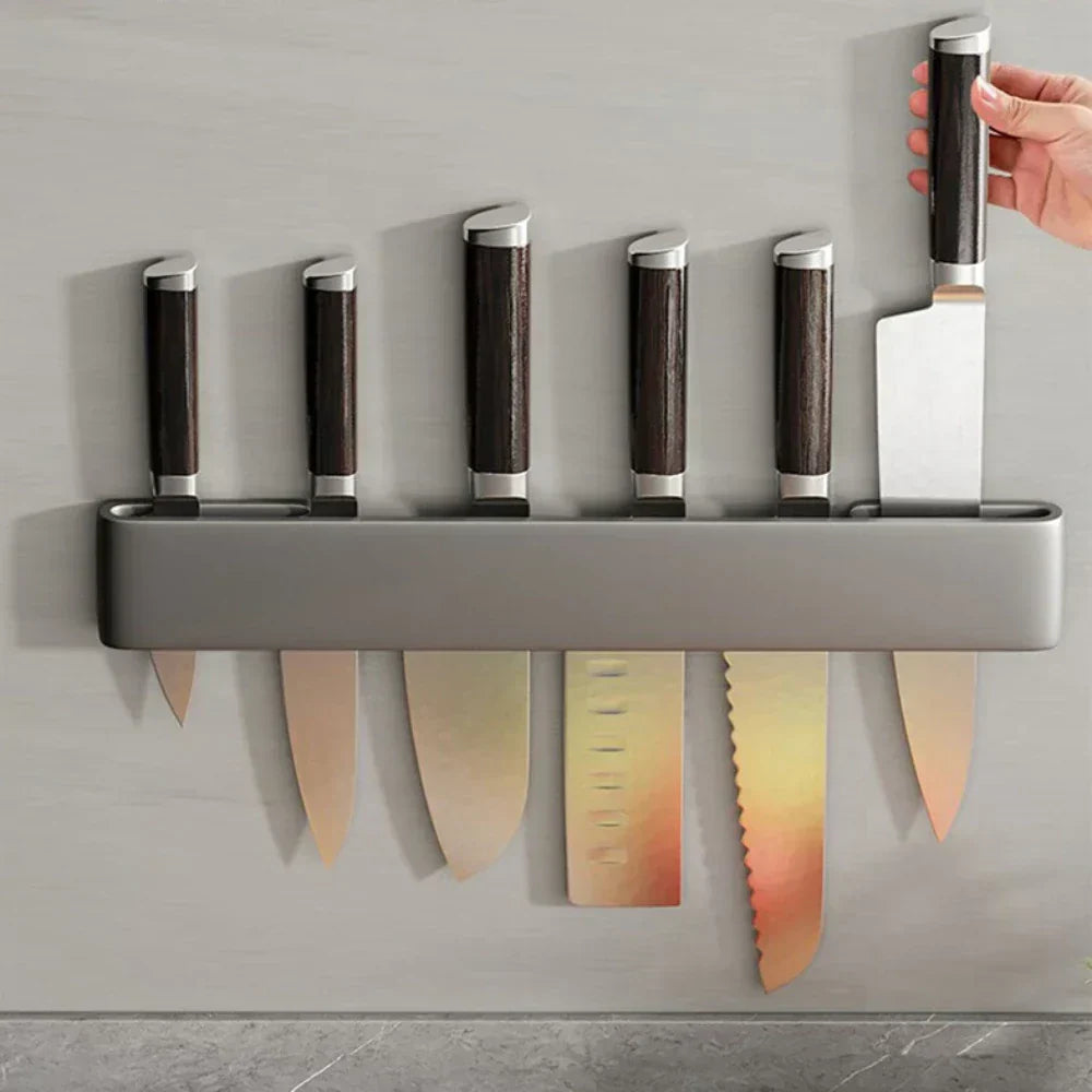 Knife holder displayed with knives and utensils for organised storage