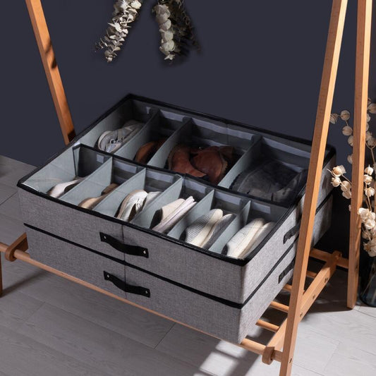 Foldable shoe box organiser with clear lid