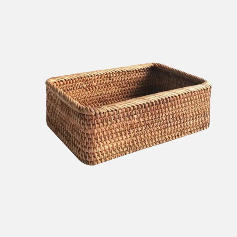 Natural rattan basket used for bathroom or kitchen storage
