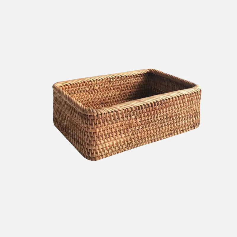 Natural rattan basket used for bathroom or kitchen storage