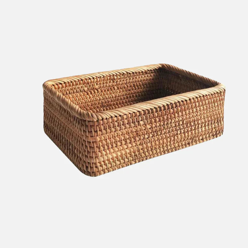 Natural rattan basket used for bathroom or kitchen storage