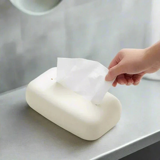 Minimalist tissue box organiser made from soft silicone