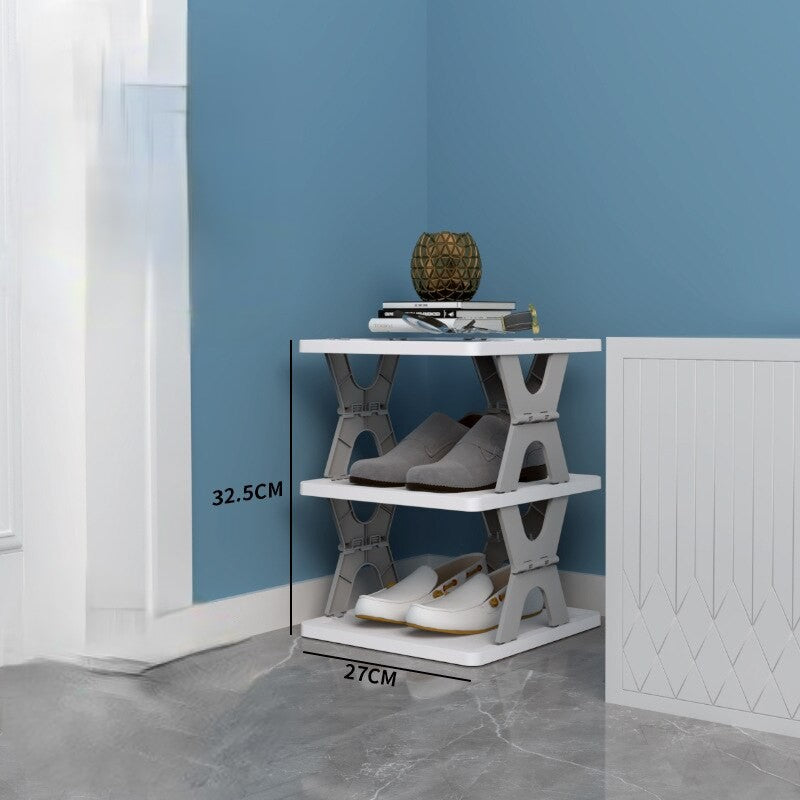 Foldable stackable shoe storage rack for space-saving organisation