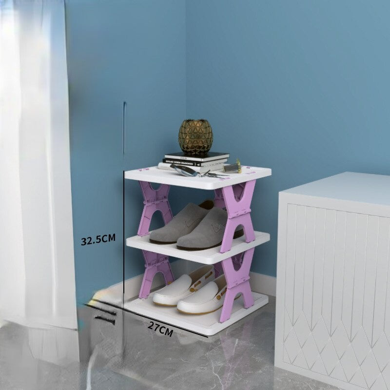 Foldable stackable shoe storage rack for space-saving organisation