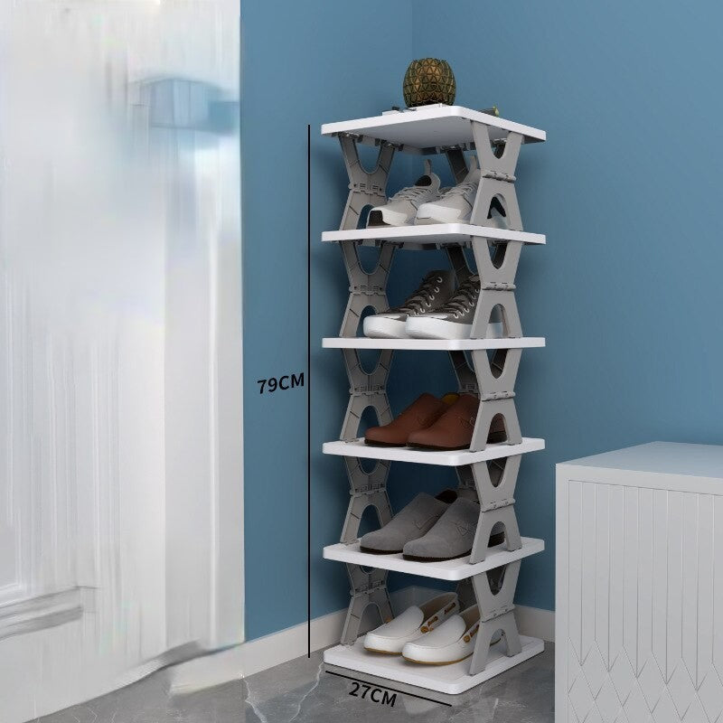 Foldable stackable shoe storage rack for space-saving organisation