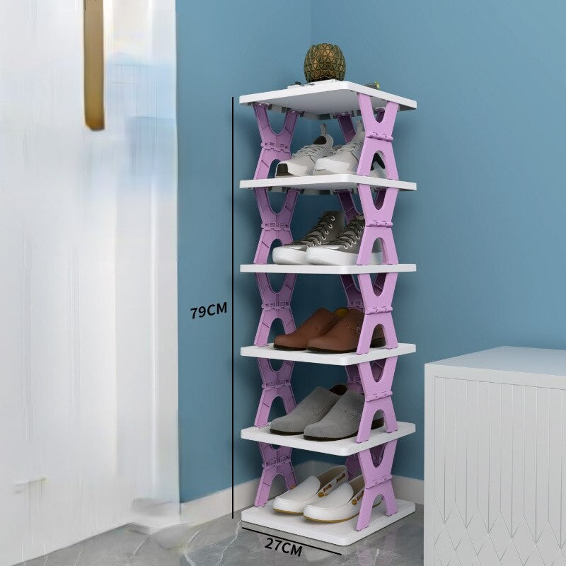 Foldable stackable shoe storage rack for space-saving organisation